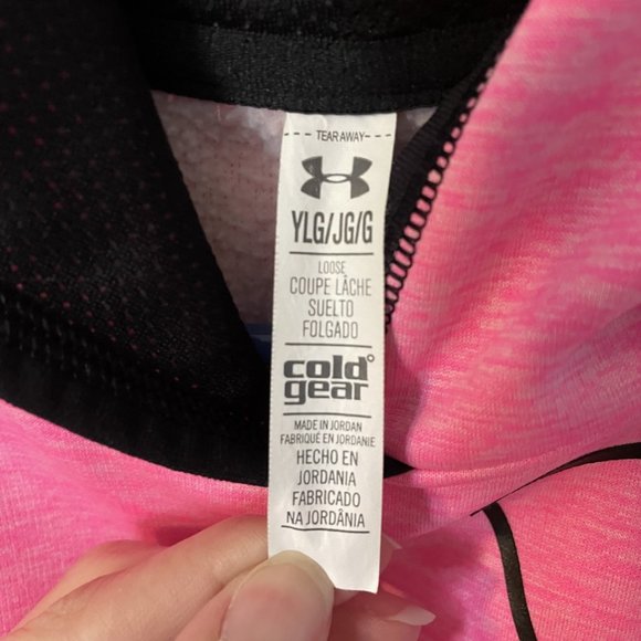 Girls Under Armour Hoodie Bright Pink Size Large - Picture 4 of 6